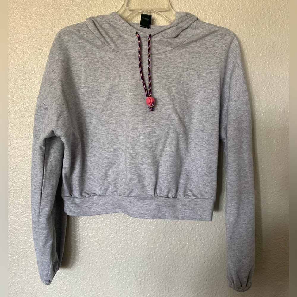 Wild Fable Gray Cropped Hooded Top